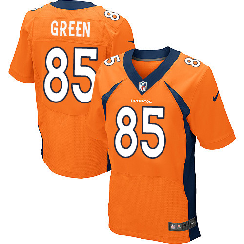 Men's Elite Virgil Green Nike Jersey Orange Home - #85 NFL Denver Broncos